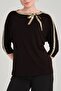 Special Design Bluz with Sequin Strip Detail on the Collar and Sleeves
