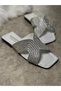 Daily Women's White Slippers Stoned Blunt Toe Low Heel Comfortable Sole Lightweight Stitching Detailed Summer 05