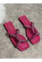 Daily Fuchsia Women's Slippers Cross Stoned Blunt Toe Low Heel Comfortable Sole Lightweight Summer 22 - 2