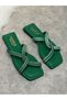 Daily Green Women's Slippers Cross Stoned Blunt Toe Low Heel Comfortable Sole Lightweight Summer 22 - 4