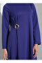 Brooched Judge Collar Hijab Dress - Navy Blue - Refka - 4