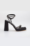 women's pointed platform high thick heels with stones wrapped evening shoes - 3