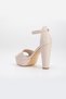 Women's High Platform Heeled Beige Skin Shoes - 5