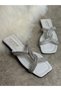 Daily Women's White Slippers Cross Stoned Blunt Toe Low Heel Comfortable Sole Lightweight Summer 22