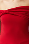 Kırmızı Carmen Yaka Vücuda Oturan Esnek Crop Örme Madonna Yaka Bluz TWOSS24BZ00368 - 4