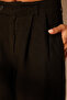 Siyah %100 Keten Pileli Yüksek Bel Wide Leg Pantolon TWOSS24JE00245 - 5