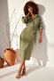 Green 100% Linen Tied Midi Skirt TWOSS24ET00150 - 2