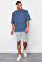 Indigo Oversize %100 Pamuklu Bisiklet Yaka Minimal Yazı Baskılı T-Shirt TMNSS23TS00084 - 3