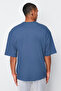 Indigo Oversize %100 Pamuklu Bisiklet Yaka Minimal Yazı Baskılı T-Shirt TMNSS23TS00084 - 2