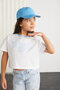 BITTEN Girl's 100% Cotton Printed Contrast Color Collar Short Sleeve Blue T-Shirt - 2