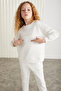 Gıgı-grm24049 75% Cotton 25% Polyester Girl's Embroidered Sweat Jogger Set Ecru Top-Bottom Set - 4