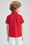 Boys' Ataturk Printed Short Sleeve Cotton Red T-Shirt - 5