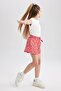 Girl's Flower Patterned Viscose Shorts T3846a623hs - 3