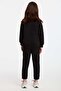 Jabor Girl's Embroidered Crew Neck Comfort Black Tracksuit Set - 5