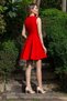 Women's Button Detailed Sleeveless Double Breasted Collar Red Flared Evening Dress Homecoming Dress 9347 - 3