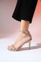 MUIZA Beige Satin Women's Platform Heeled Evening Dress Shoes - 3
