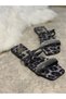 Daily Women's White Leopard Slippers Single Band Rhinestone Low Heel Blunt Toe Comfortable Sole Lightweight 09