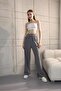 Palazzo Trousers with Velcro Waist and Clamp Stitching Pockets - 4