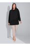 Plus Size Chiffon Detailed Blouse - Black - Alia - 4
