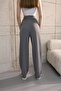 Palazzo Trousers with Velcro Waist and Clamp Stitching Pockets - 8