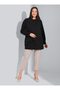 Plus Size Chiffon Detailed Blouse - Black - Alia - 5