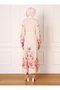 Brite Detailed Floral Patterned Hijab Dress with Collar - Cherry - Refka - 5