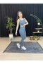 WOMEN'S GRAY COLOR SPORTS TIGHTS SET WITH HIGH WAIST Gathering - 6