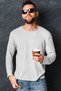 Plain 2 Black, Anthracite, Gray Men's Long Sleeve Combed Cotton T-shirt Super Eco Pack of 4 - 4