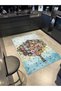 Floral Tree Patterned Woven Base Carpet in Blue Shades 4133 - 3