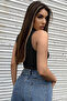 Women's Black Half Zippered Zero Sleeve Crop Top Blouse - 2