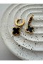 Steel Black Mother of Pearl Clover Earrings