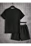 Men's Printed Men's Bottom Top Black Set - Shorts T-shirt Set - 2