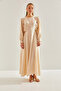 Women's Stone Modest Belted Long Hijab Dress 60151022 - 4