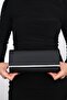MARIA Black Satin Silver Stoned Women's Evening Dress Bag - 2