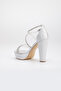 women's high platform silver evening shoes with stones - 5