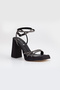 women's pointed platform high thick heels with stones wrapped evening shoes - 4
