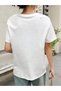 Women's White Indent Printed Oversize T-shirt - 7