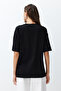 Black 100% Cotton Planet Printed Oversize/Wide Fit Knitted T-Shirt TWOSS24TS00103 - 6