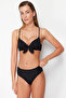 Siyah Drapeli Hipster Normal Bel Bikini Altı TBESS24BA00139 - 4