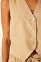 Bej %100 Keten Fitted Yelek TWOSS24YE00040 - 5