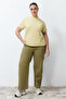 Khaki Cargo Pocketed Wide Cut Jeans TBBSS24CJ00018 - 3