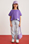 Verena Girl's 100% Cotton Double Sleeve Ornamental Label Purple T-shirt - 4