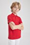 Boys' Ataturk Printed Short Sleeve Cotton Red T-Shirt - 4