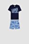 Boy's Printed Short Sleeve T-shirt Sea Shorts 2-Piece Set Z8134a623hs - 5