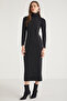 Katja Women's Completely Wrap-Around Slim Fit Slim Fit Stand Collar Midi Length Black Dress - 3