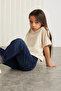 Verena Girl's 100% Cotton Double Sleeve Ornamental Label Beige T-shirt - 4