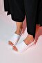 LONDOİ White Skin Genuine Leather Elastic Women's Sandals - 8