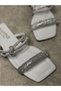 Daily Women's White Slippers Single Band Rhinestone Low Heel Blunt Toe Comfortable Sole Lightweight 09 - 3
