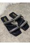 Daily Women's Black Slippers Thick Banded Stone Detailed Low Heel Blunt Toe Comfortable Sole Lightweight 07 - 2