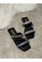 Daily Women's Black Slippers Thick Banded Stone Detailed Low Heel Blunt Toe Comfortable Sole Lightweight 07 - 5